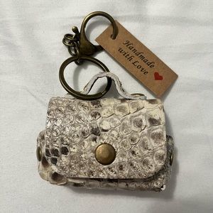 NEW: Snakeskin AirPod Case w/Keychain- Handmade, Genuine Python Leather